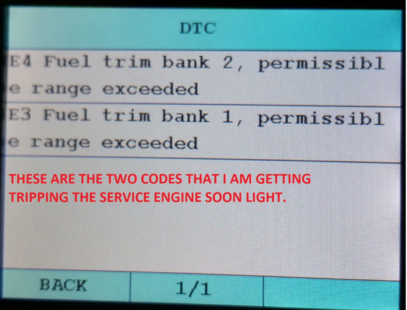 Fuel Trim Bank Codes